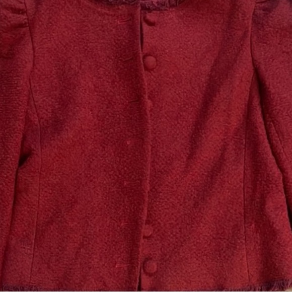 Club Monaco Blazer Cropped Puff-Shoulder Burgundy Blazer Jacket NWT - Picture 7 of 9